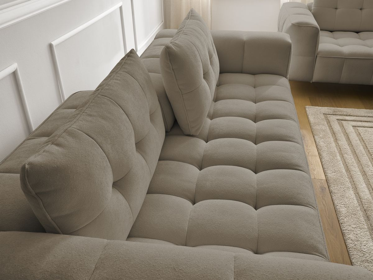 Bobochic Anis Sofa-Set 3- und 2-Sitzer mit Pouf Strukturstoff Taupe