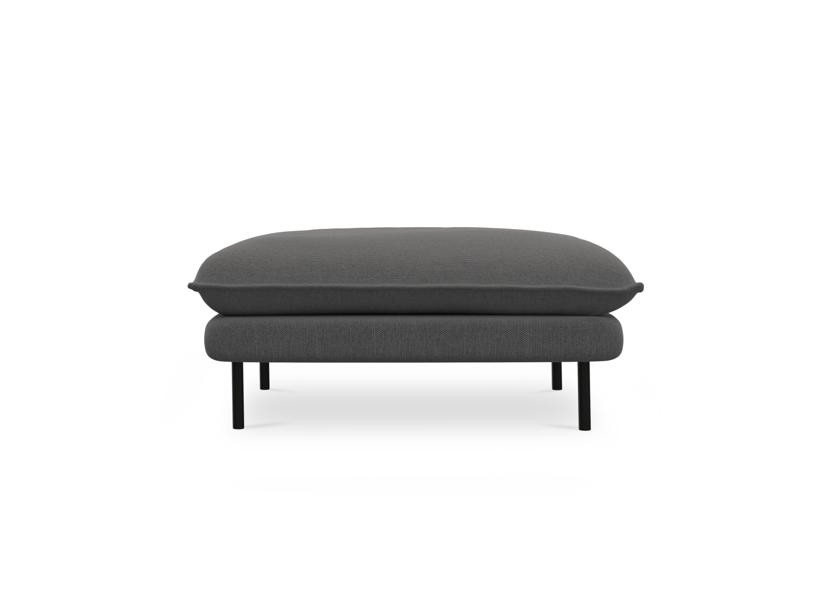 Cosmopolitan Design Pouf Vienna Strukturierter Stoff Positano Dunkelgrau Melange Beine Schwarzes Metall