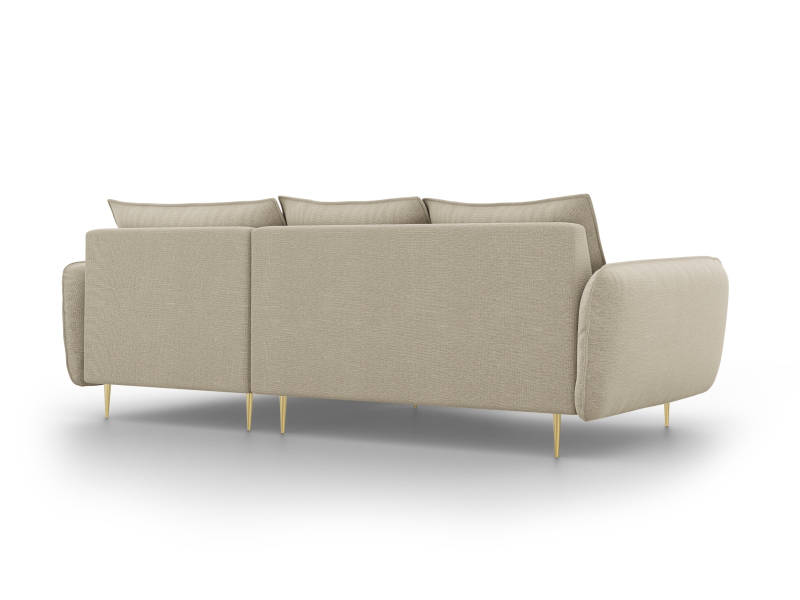 Cosmopolitan Design Ecksofa Vienna 5-Sitzer Strukturierter Stoff Positano Beige Rechts Beine Gold