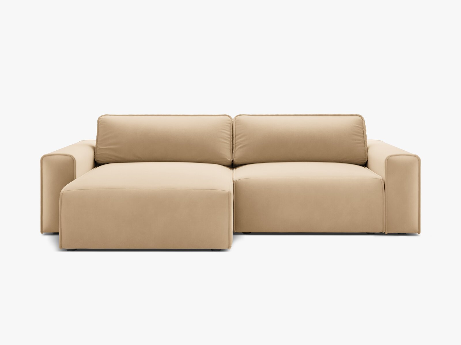 Micadoni Ecksofa Victor 3-Sitzer mit Schlaffunktion Links Samt Nude