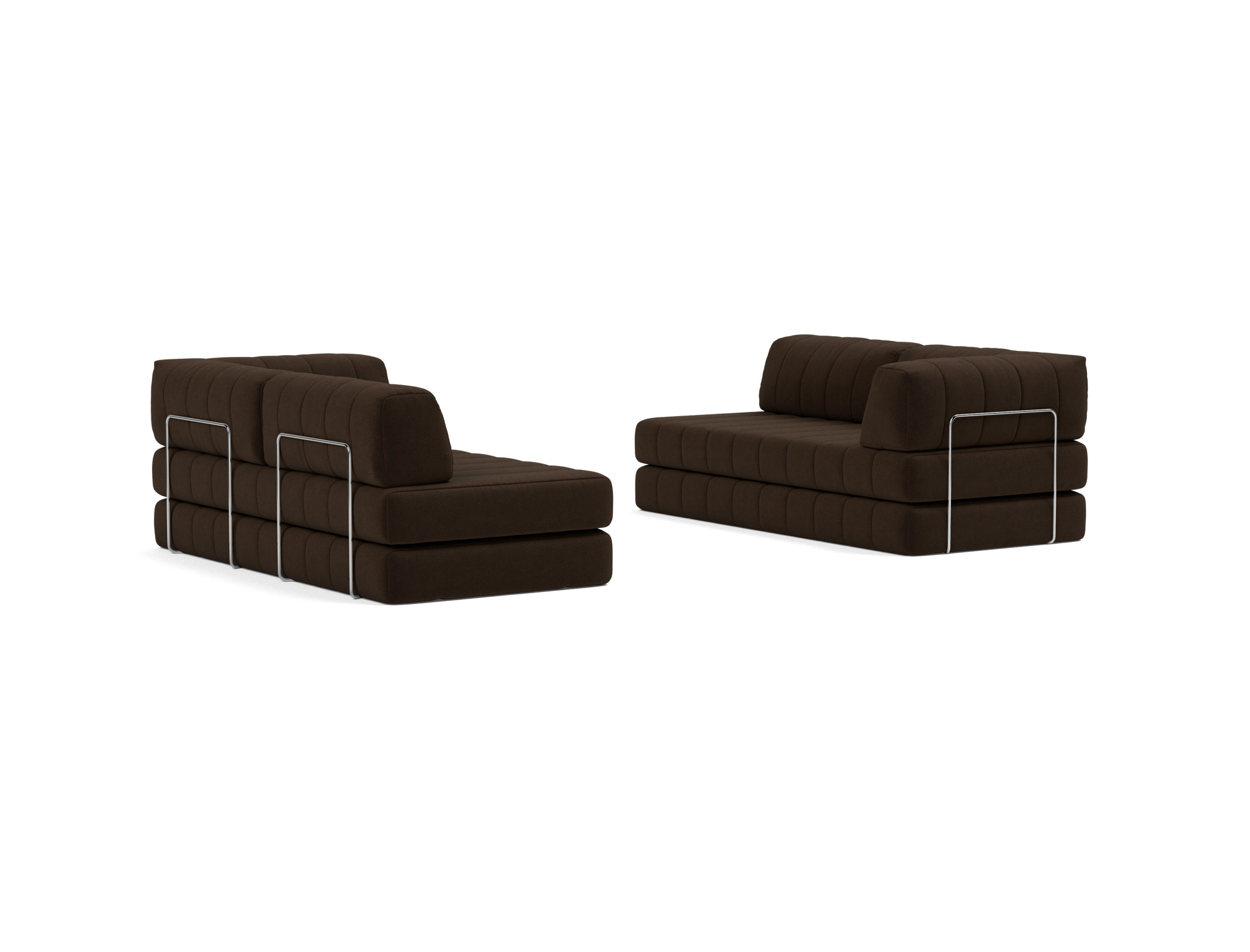 Eck-Schlafsofa CozyPad L-Form mit Armlehne Strukturierter Stoff Taura 358-Chocco