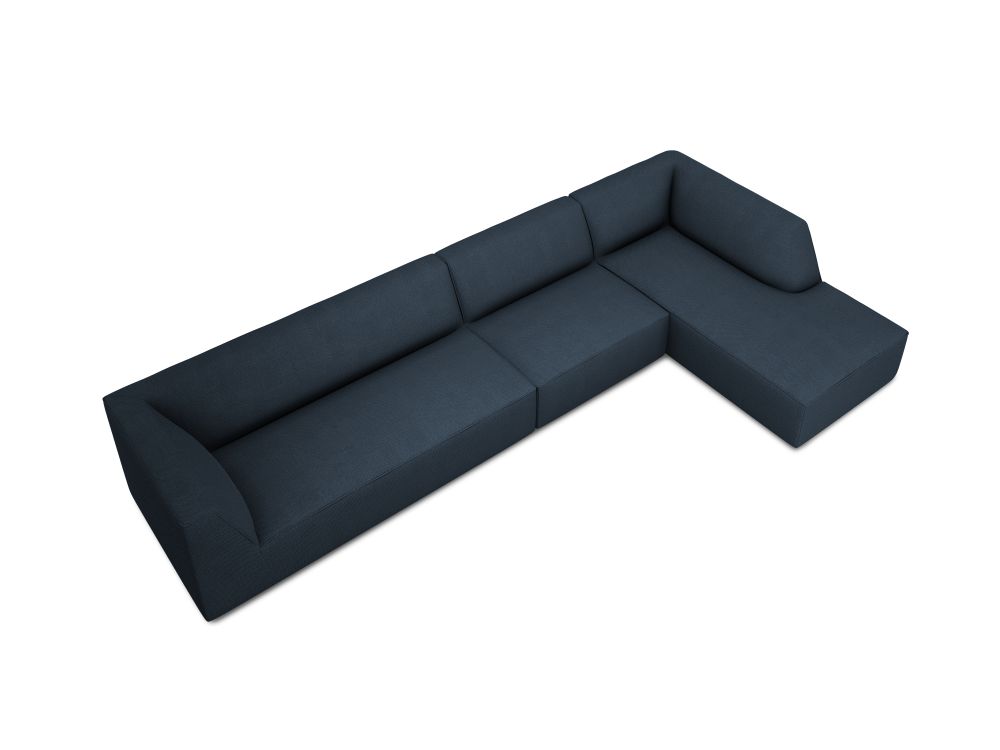 Cosmopolitan Design Ecksofa Siena 5-Sitzer Strukturierter Stoff Ottawa Marineblau Rechts