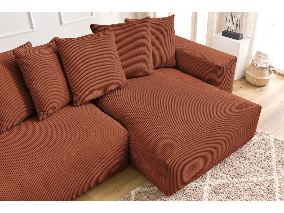 Bobochic Voltaire Ecksofa 310 × 174 cm Cordsamt Orange