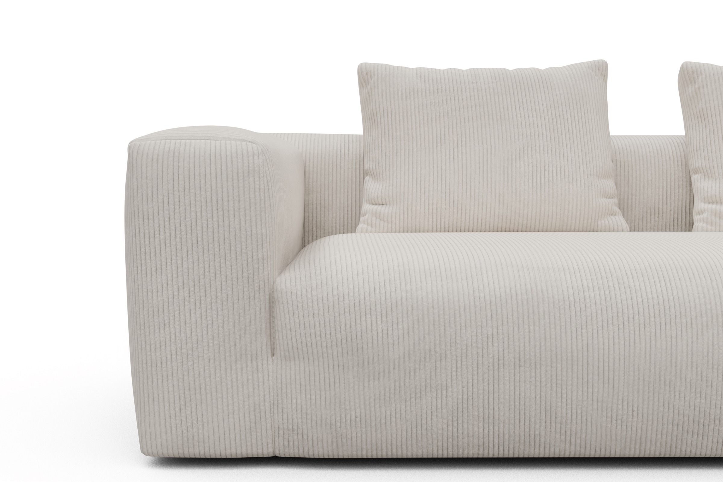 Wohnlandschaft Fred Chaiselongue rechts mit 2-Sitzer und lange Armlehne links Corduroy-Ivory