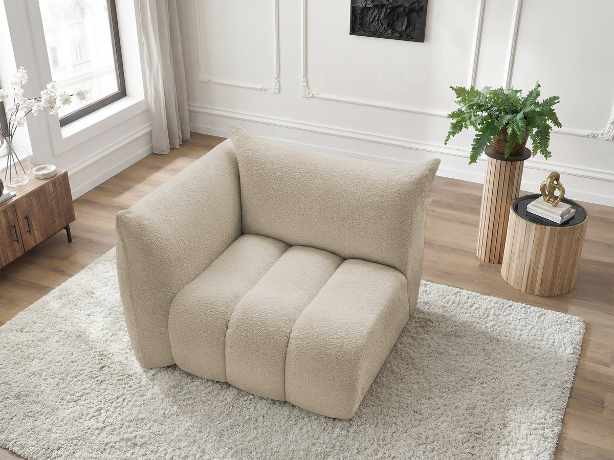 Bobochic Azra Sofamodul 1-Sitzer 117 × 112 cm Bouclé-Stoff Beige Ecke links