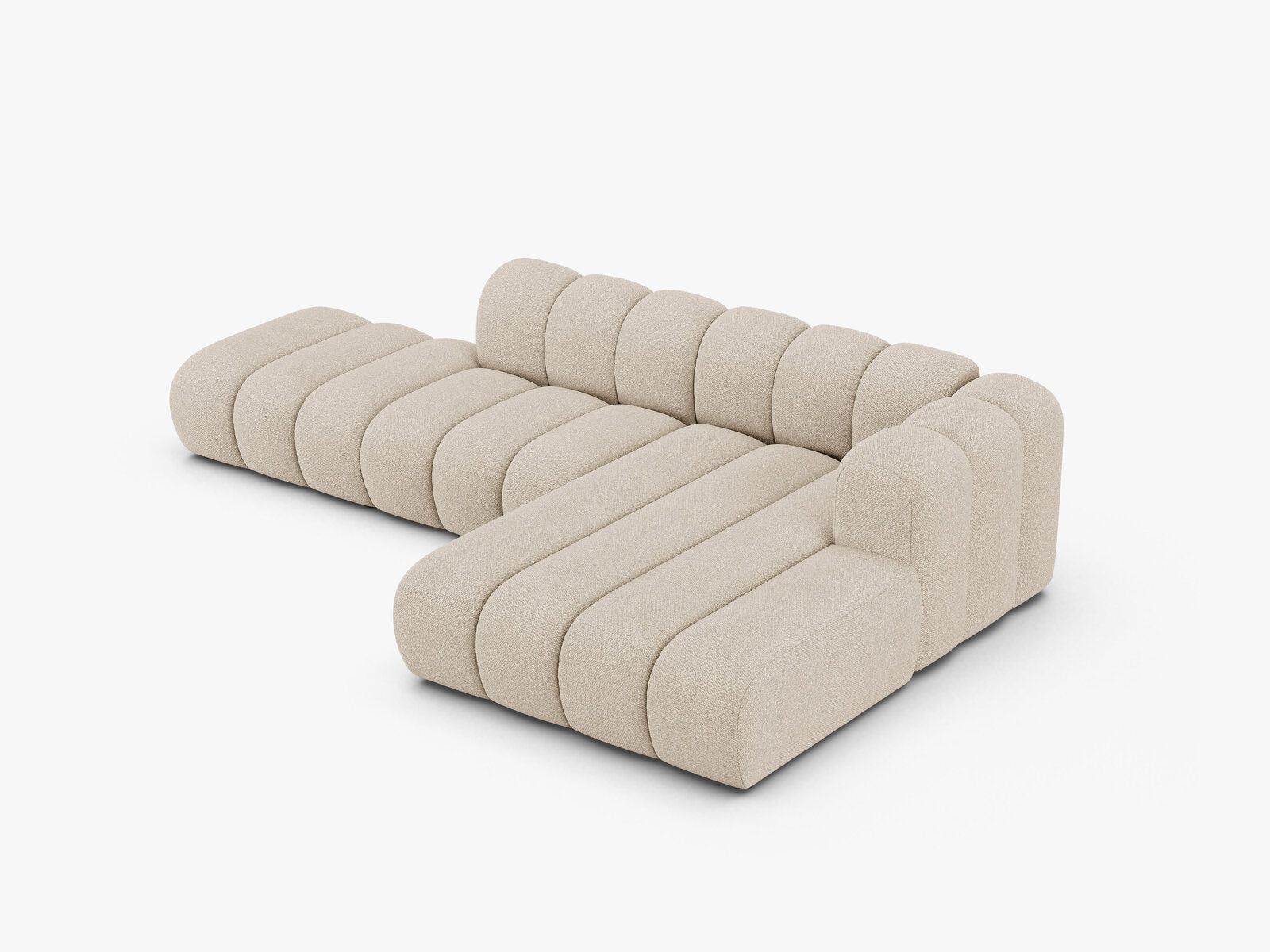 Micadoni Modulares Ecksofa offen Lupine 5-Sitzer Rechts Boucle Baloo Beige