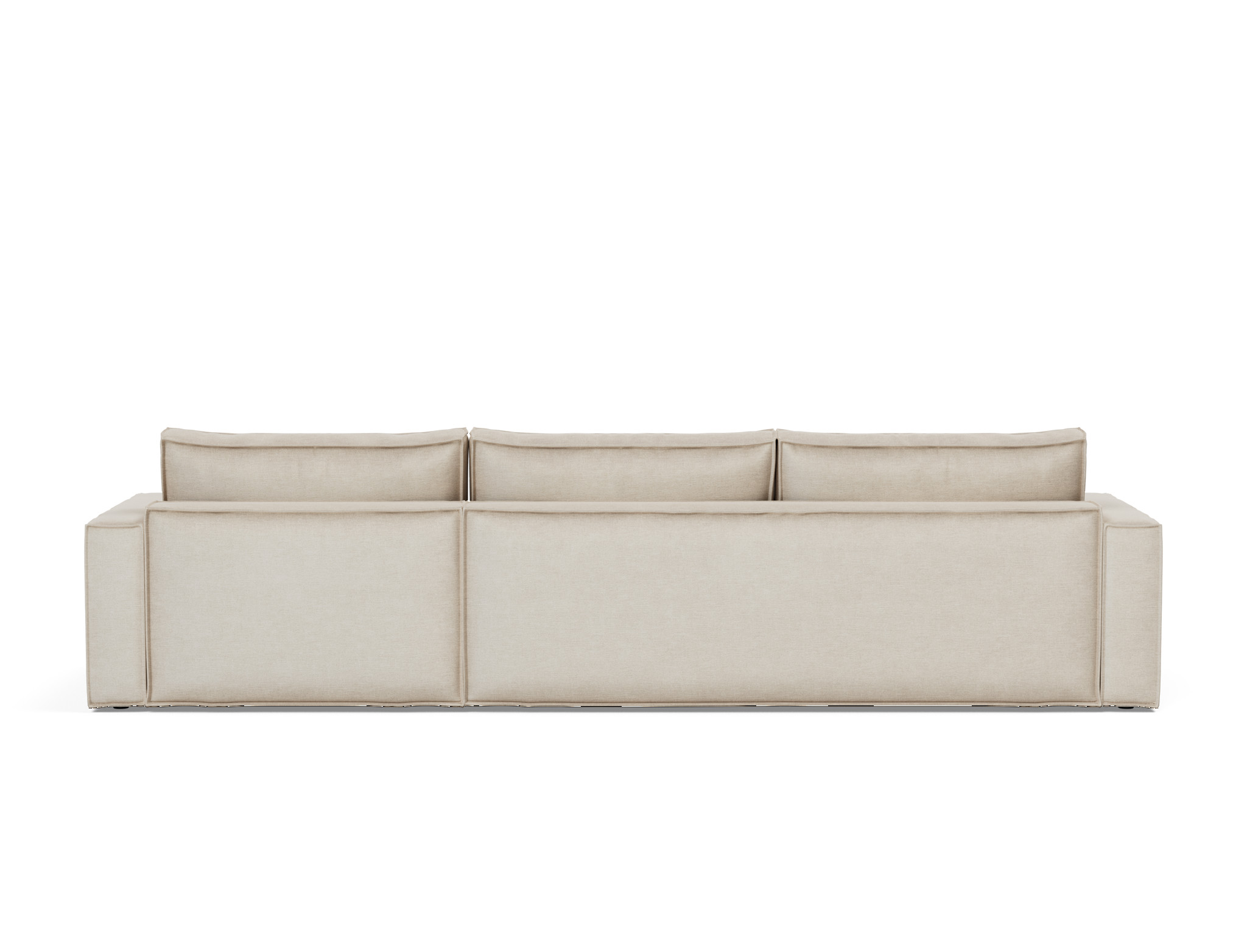 Schlafsofa Newilla mit Chaiselongue Flachgewebe Phobos 586-Latte