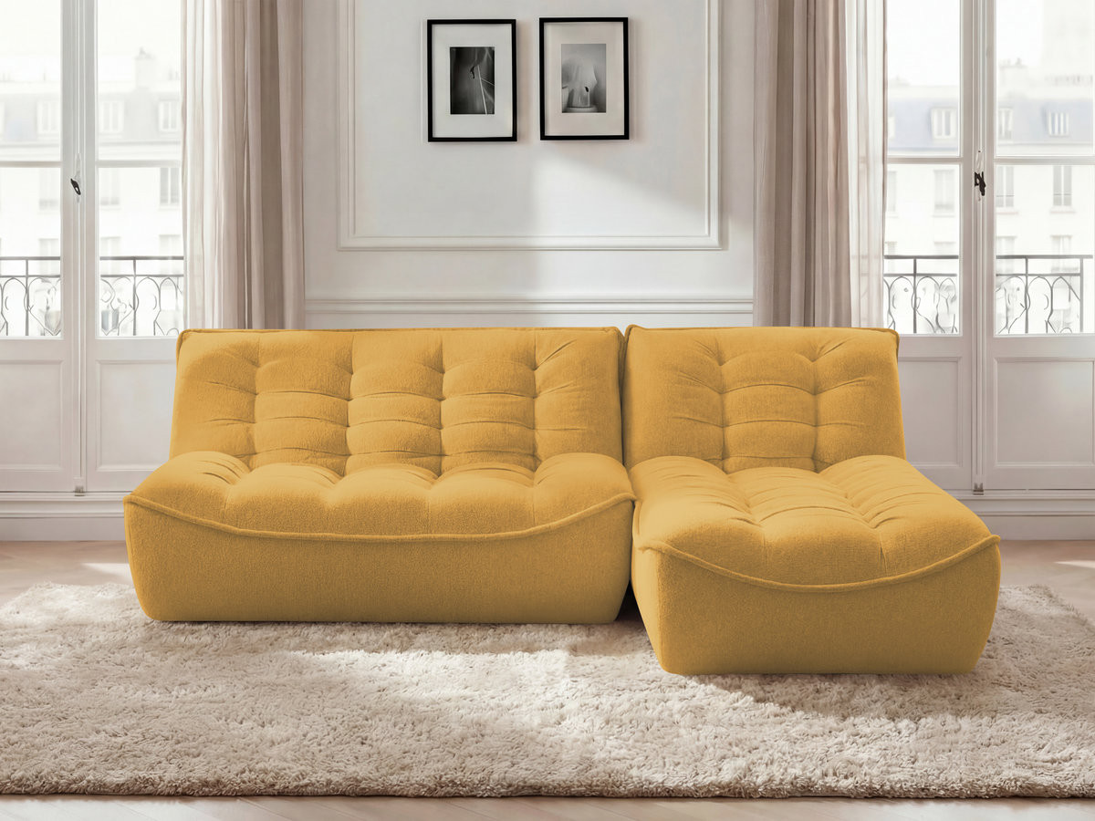 Bobochic Serena Ecksofa Melange-Stoff Gelb