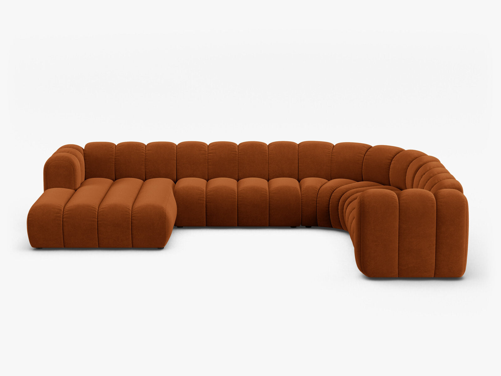 Micadoni Modulares Panorama Ecksofa Lupine 6-Sitzer Rechts Samt Salvador Terrakotta