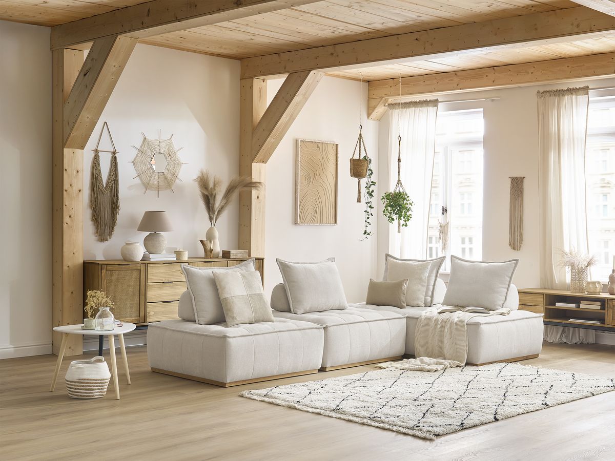 Bobochic Elisa Ecksofa Strukturstoff Weiß
