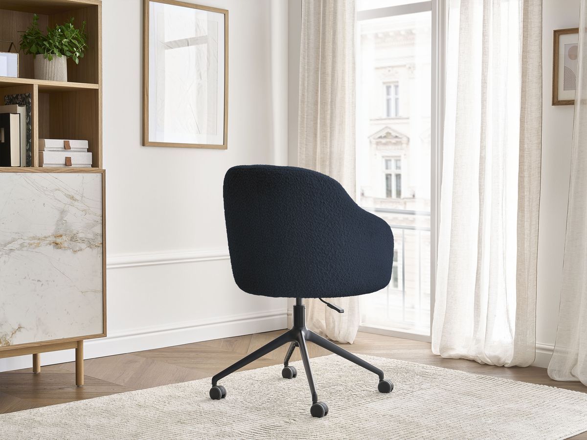 Bobochic Sophie Bürostuhl Bouclé-Stoff Dunkelblau