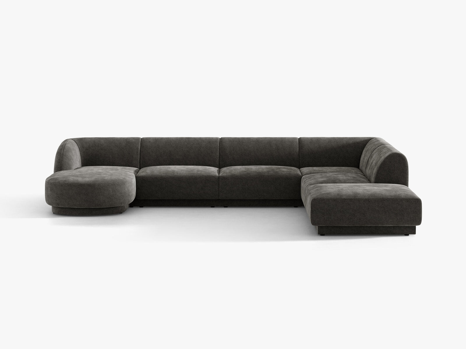 Micadoni Panorama-Ecksofa Miley 6-Sitzer Rechts Chenille Haga Grau