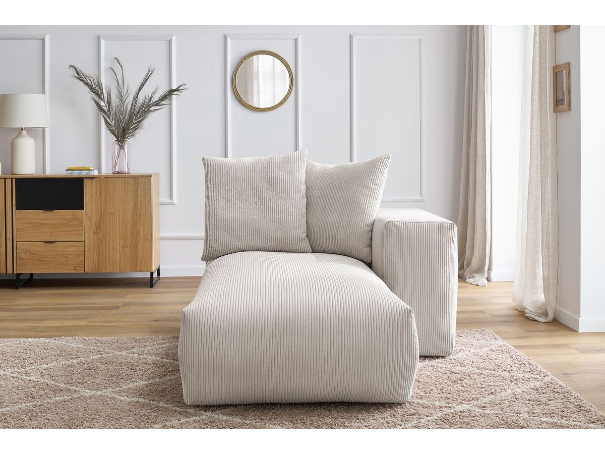 Bobochic Voltaire Méridienne-Modul Cordsamt Beige Ecke rechts