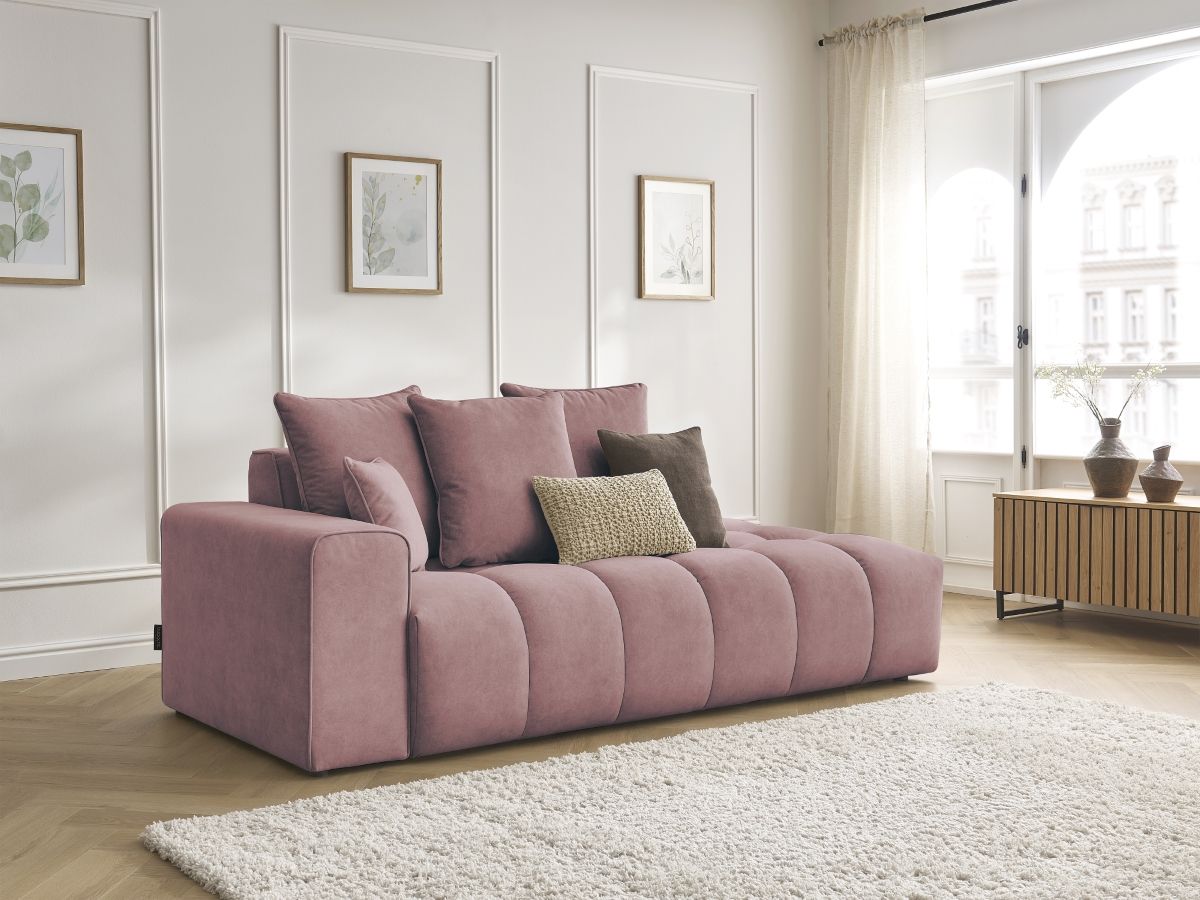 Bobochic Mont-blanc Sofa 4-Sitzer Samt Rosa Armlehne links