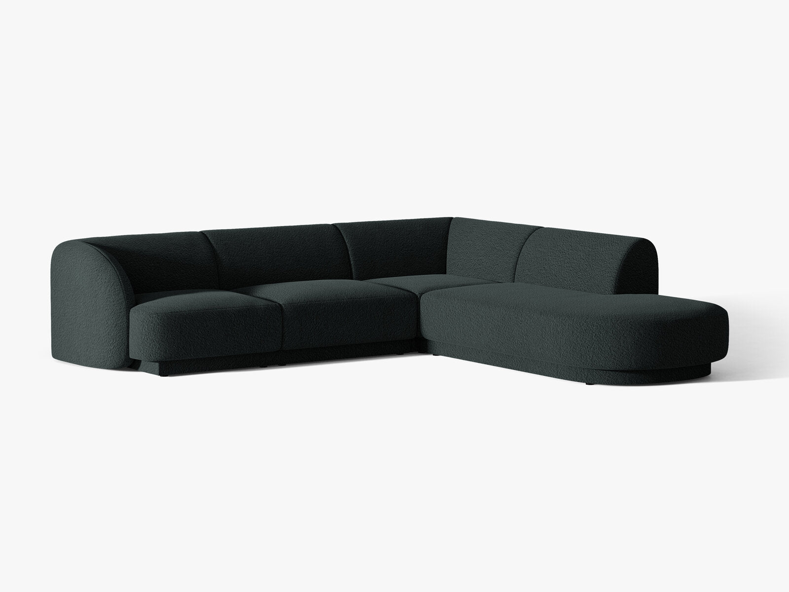 Micadoni Ecksofa Miley 6-Sitzer Rechts Boucle Baloo Schwarz