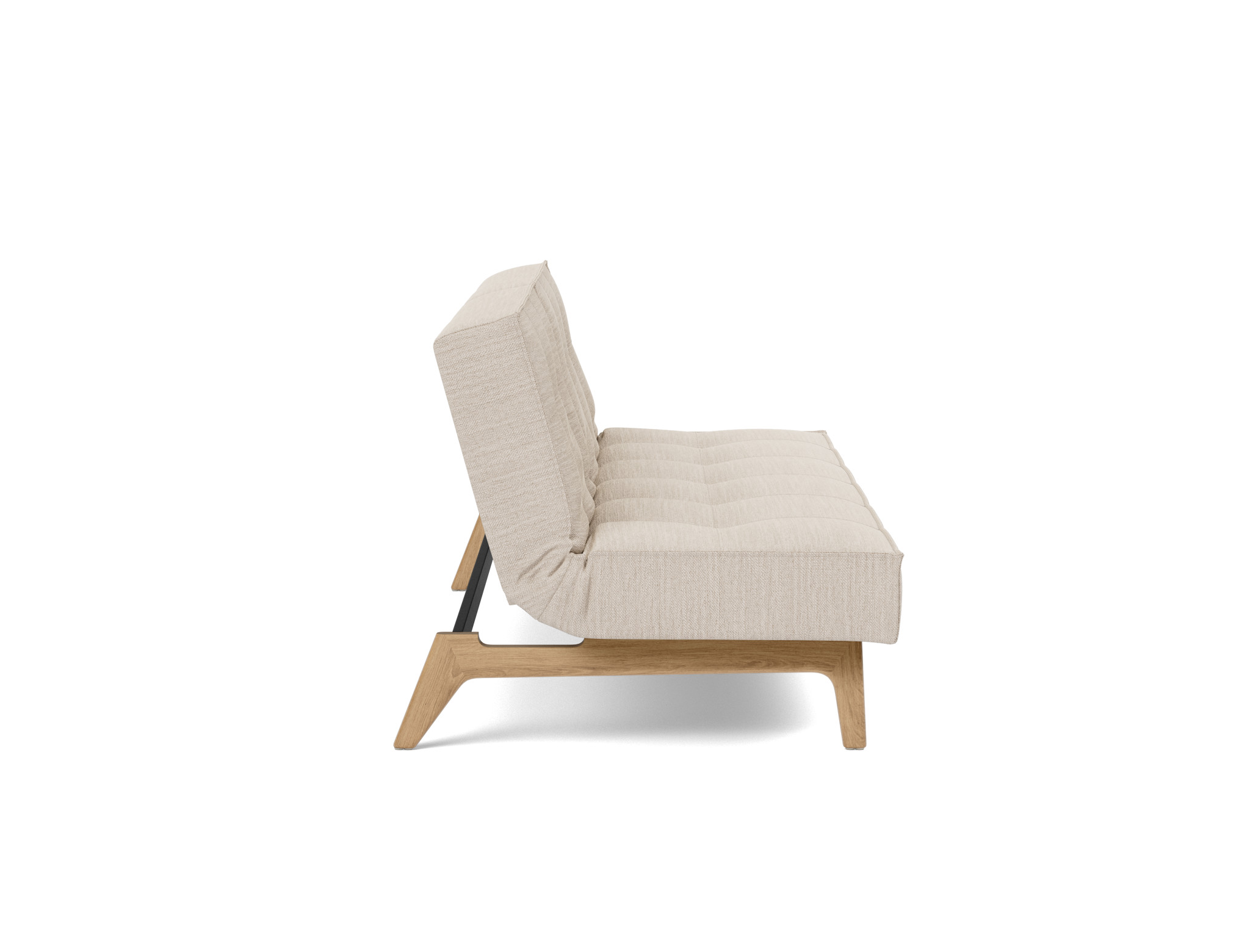 Schlafsofa Splitback Webstoff Blida 612-Sand-Grey Beine Eiche