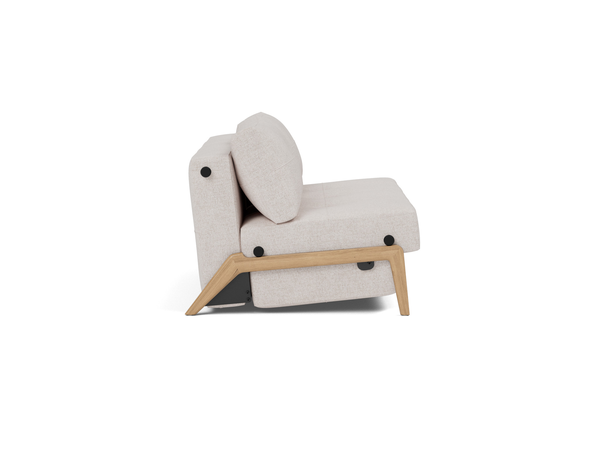 Schlafsofa Cubed 140 Strukturierter Stoff Weda 300-Weda-Sand Beine Eiche