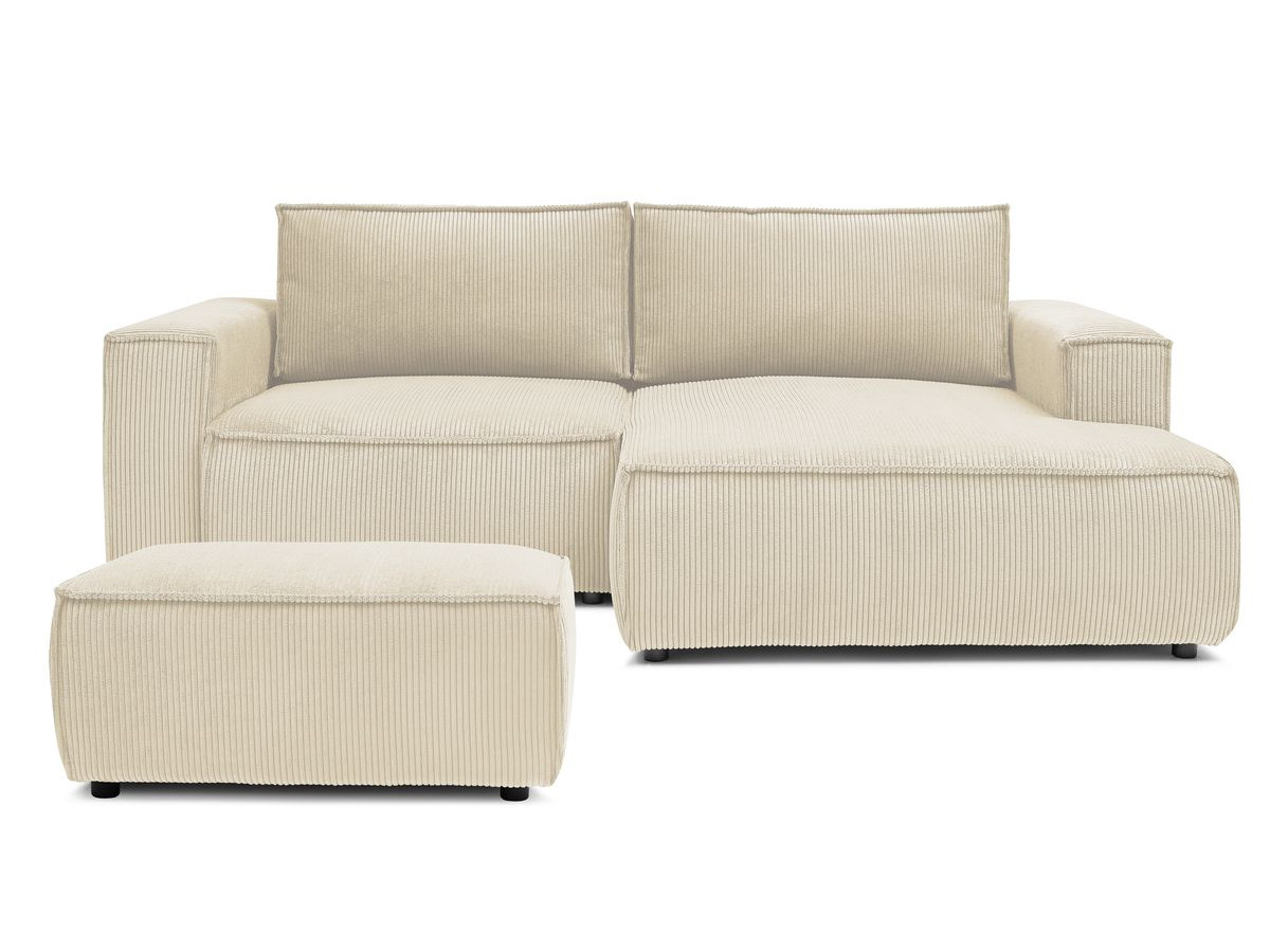 Bobochic Nihad Ecksofa mit Pouf Cordsamt Beige Ecke rechts