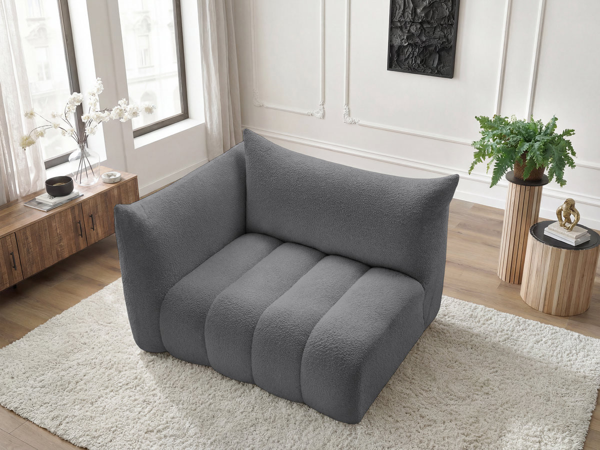 Bobochic Azra Sofamodul 2-Sitzer 143 × 112 cm Bouclé-Stoff Dunkelgrau Ecke links