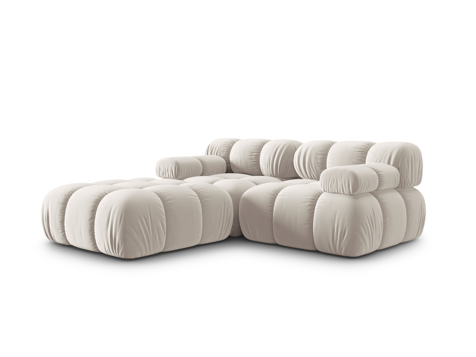 Micadoni Modulares Sofa Bellis 3-Sitzer mit flachem Modul Samt Bluvel Dunkelbeige