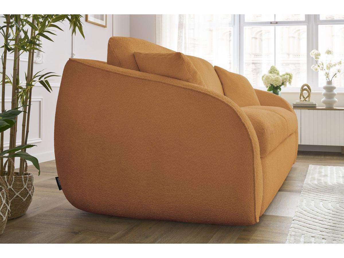 Bobochic Cezanne Schlafsofa 3-Sitzer Bouclé-Stoff Gelb, Liegefläche 160 × 194 cm