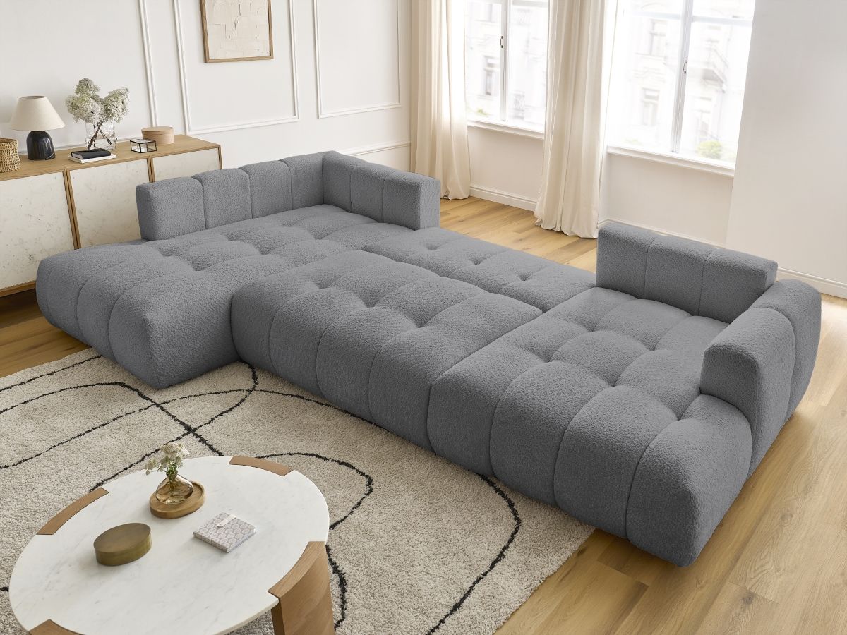 Bobochic Fuji Wohnlandschaft Bouclé-Stoff Dunkelgrau Ecke rechts