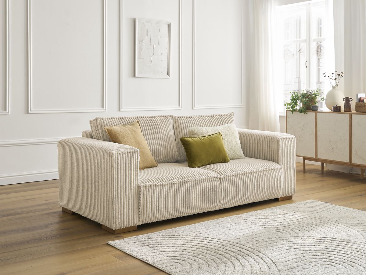 Bobochic Chelsea Sofa 2-Sitzer Breitcord weich Taupe