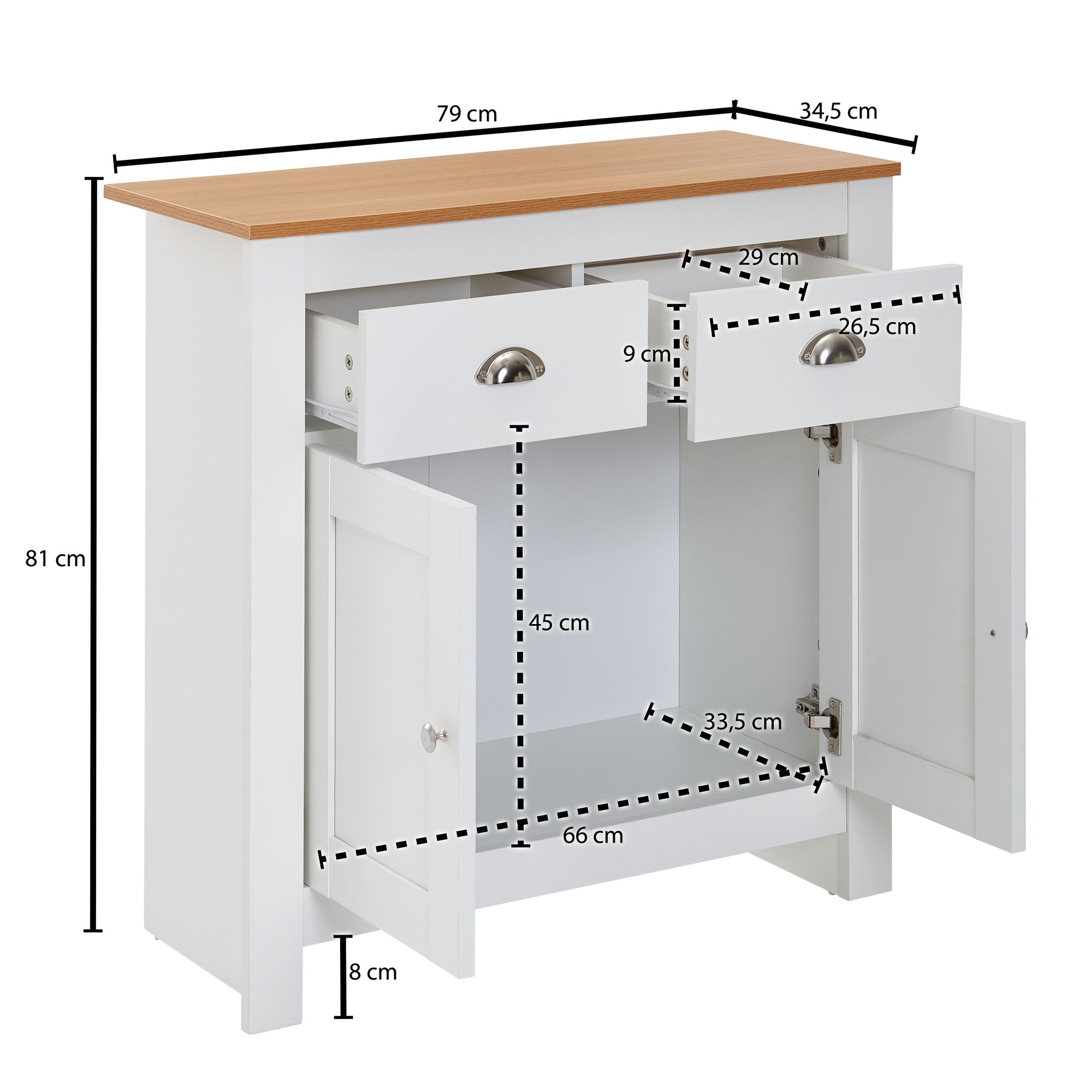 Sideboard Dalatangi Weiß 79 × 34,5 × 81 cm