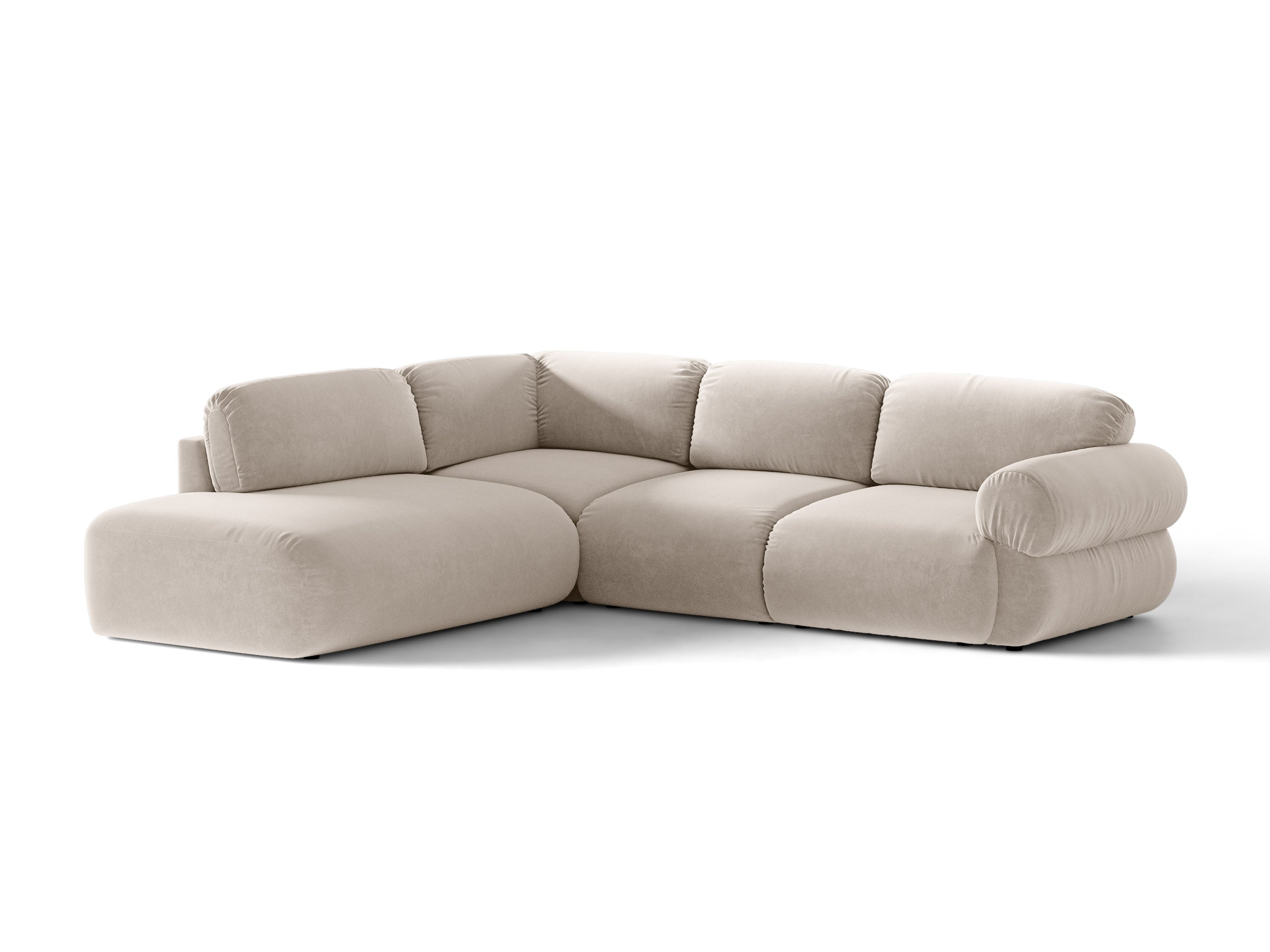 Micadoni Ophelia Ecksofa 289 cm Links Samt Salvador Beige
