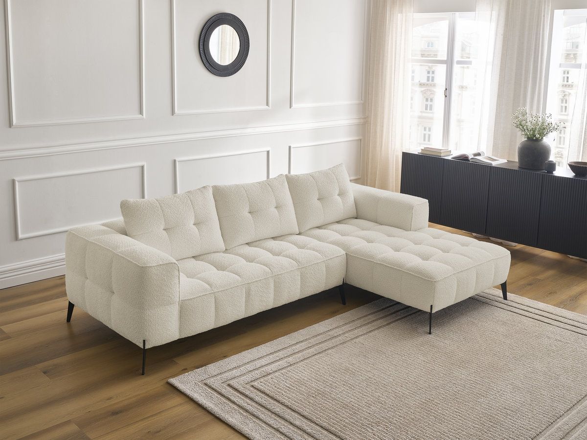 Bobochic Anis Ecksofa Bouclé-Stoff Beige Ecke rechts