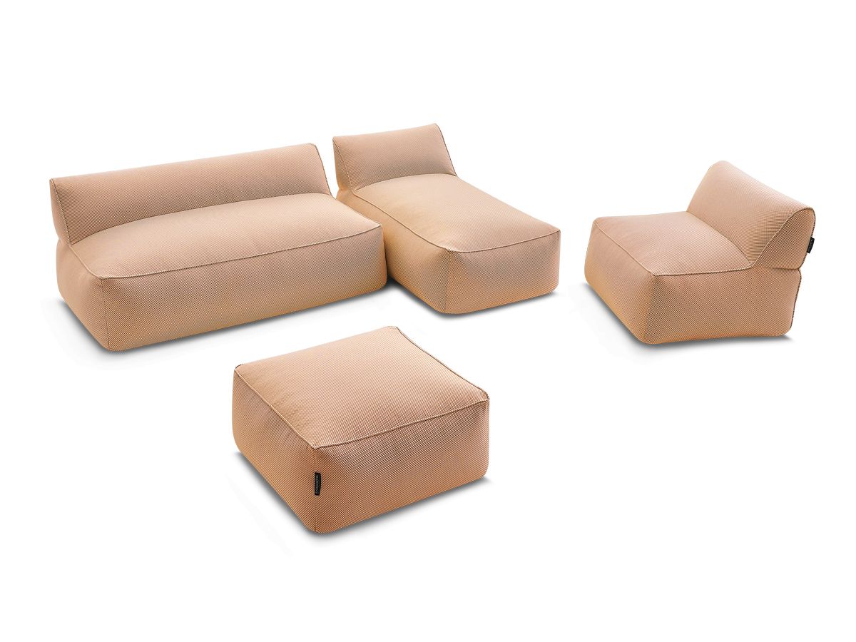 Bobochic Riviera Gartensofa 5-Sitzer mit Pouf Melange-Stoff Orange