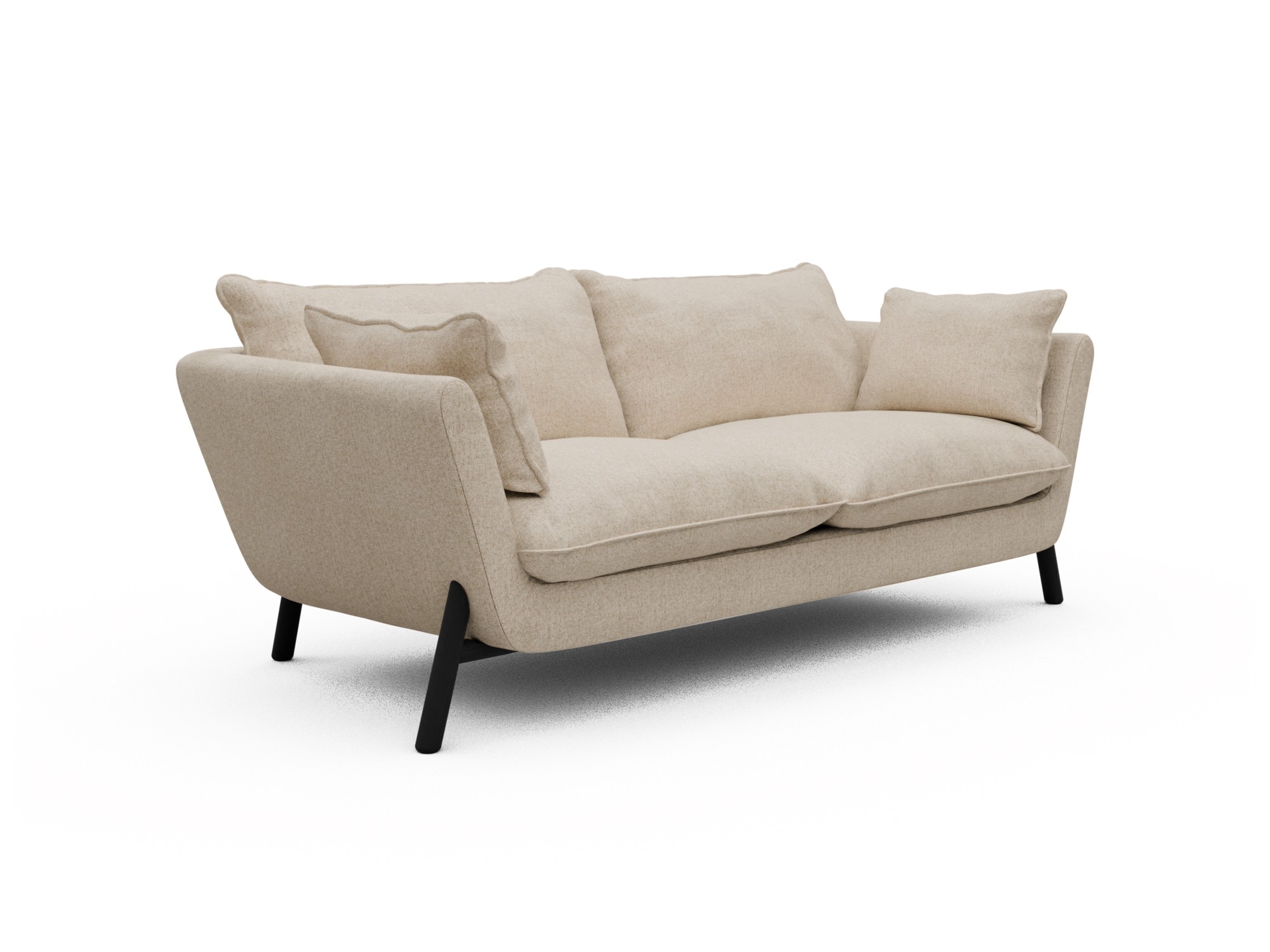 Skandi Home Sofa Emil Soft 2-Sitzer Beinfarbe Eiche Schwarz Casone-Natural-Beige moebelfaktor