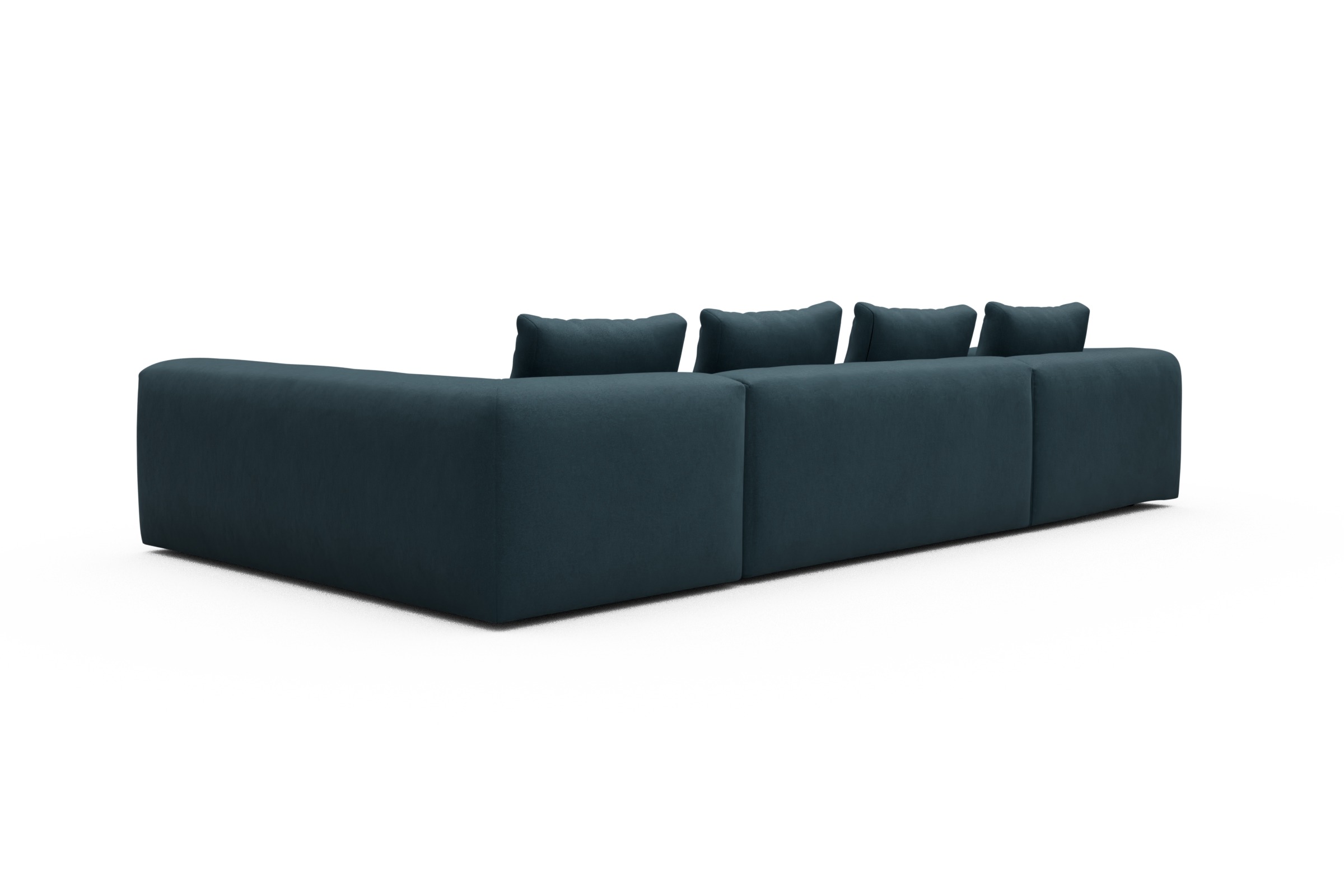 Wohnlandschaft Fred Chaiselongue links mit 2-Sitzer und lange Armlehne rechts Satya-Indigo
