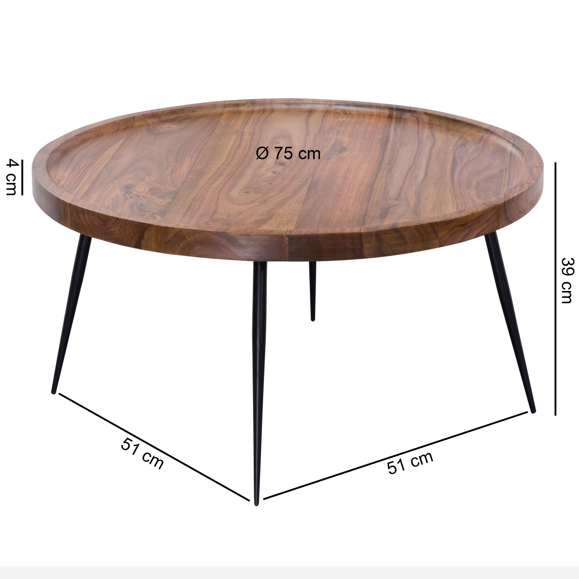 Couchtisch Guldborg Sheesham Massivholz Ø 75 cm