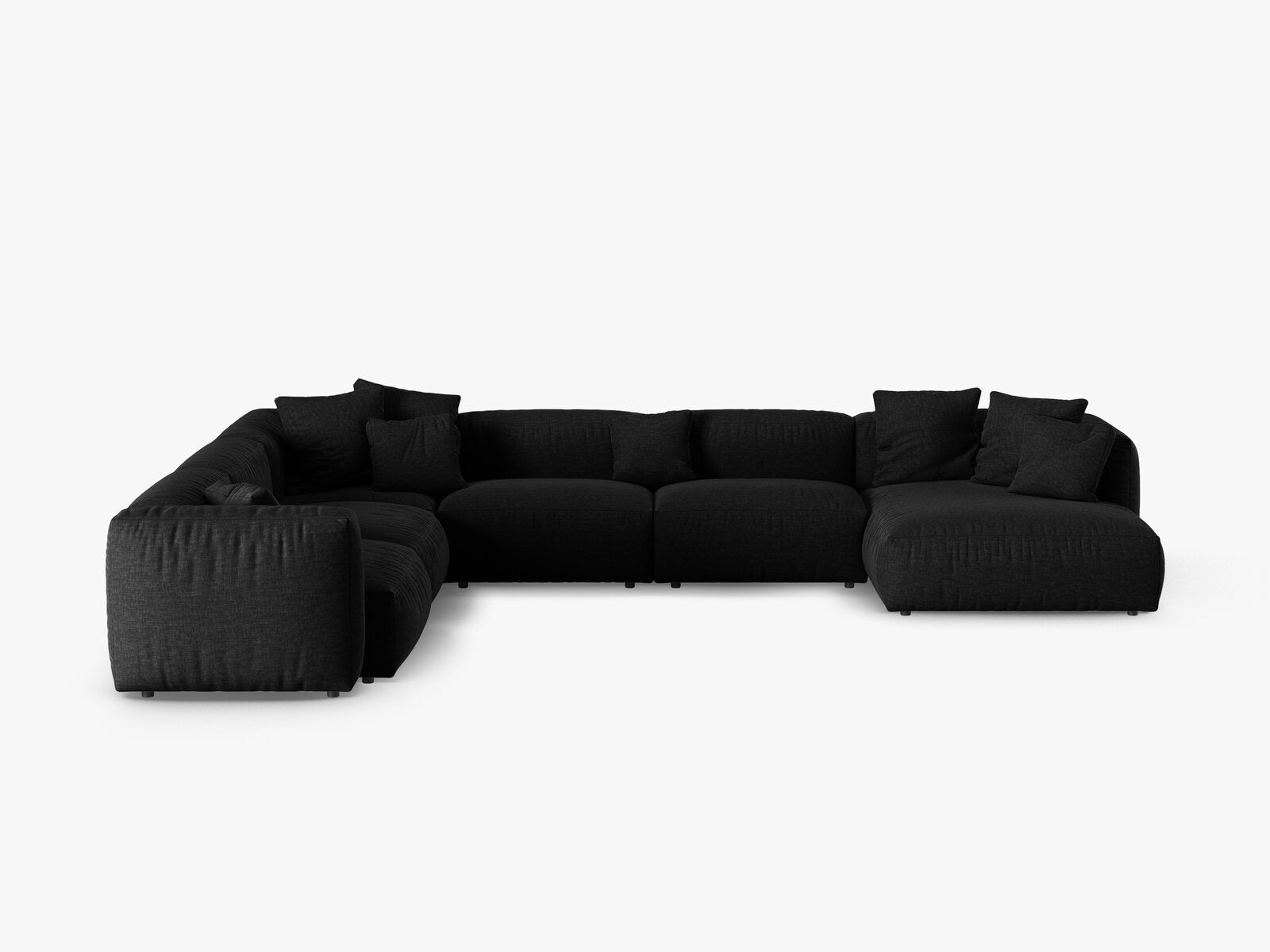 Micadoni modulares Ecksofa XL Martina 6-Sitzer 90cm Sitztiefe Links Strukturierter Stoff Boston Schwarz