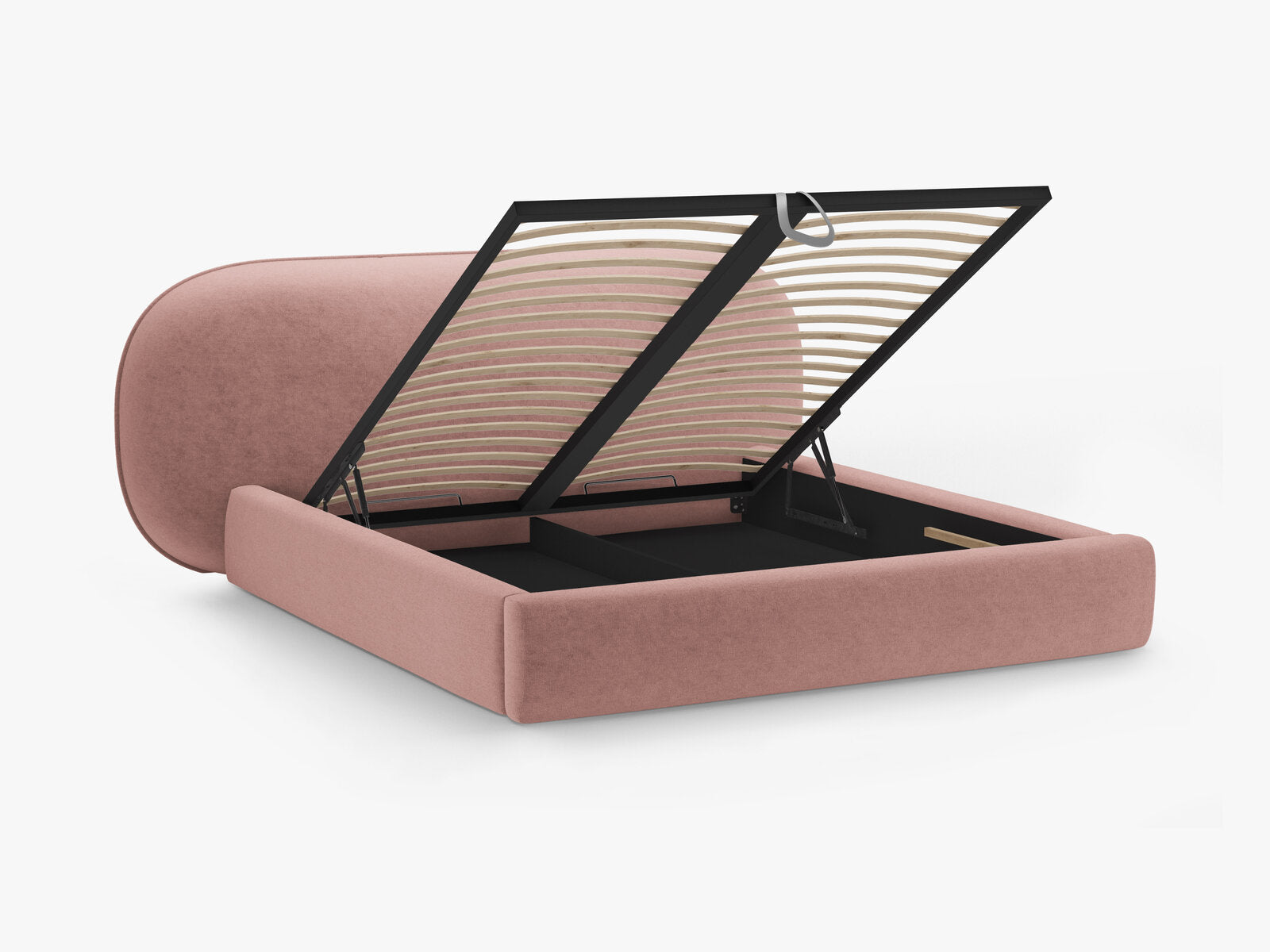 Micadoni Stauraumbett mit Kopfteil Ovalo Chenille Perfect Harmony Rosa 200x200