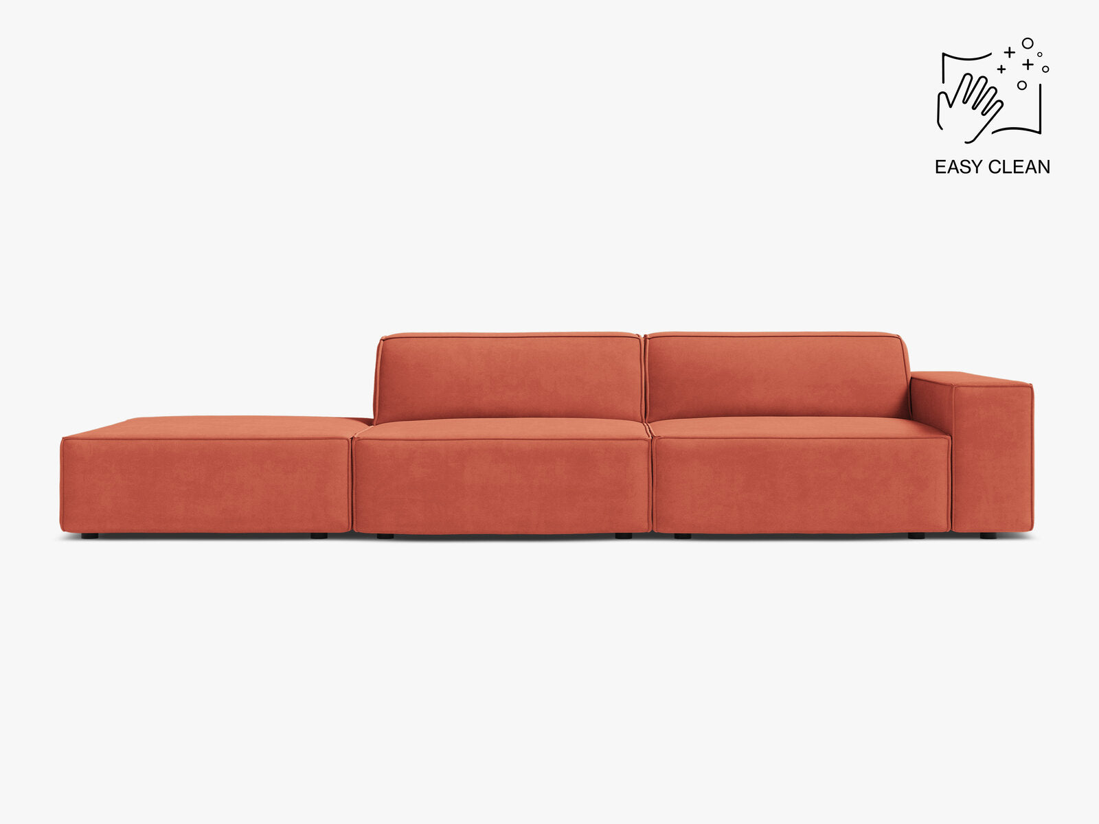Micadoni Sofa Jodie 3-Sitzer Links Samt Venus Koralle