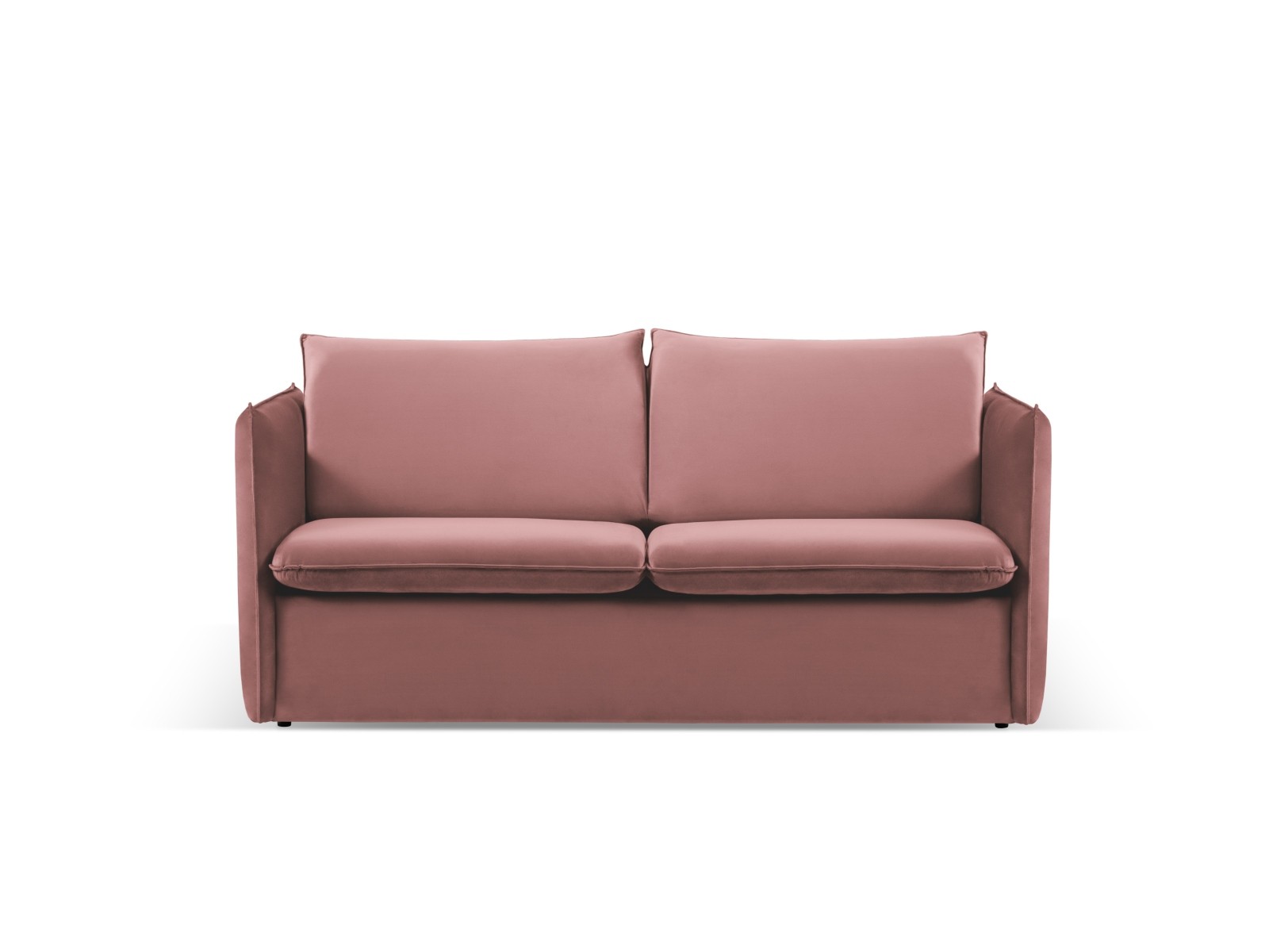 2-Sitzer Velvet Sofa mit Bettfunktion Agate | Bezug Pink | Beinfarbe Black Plastic