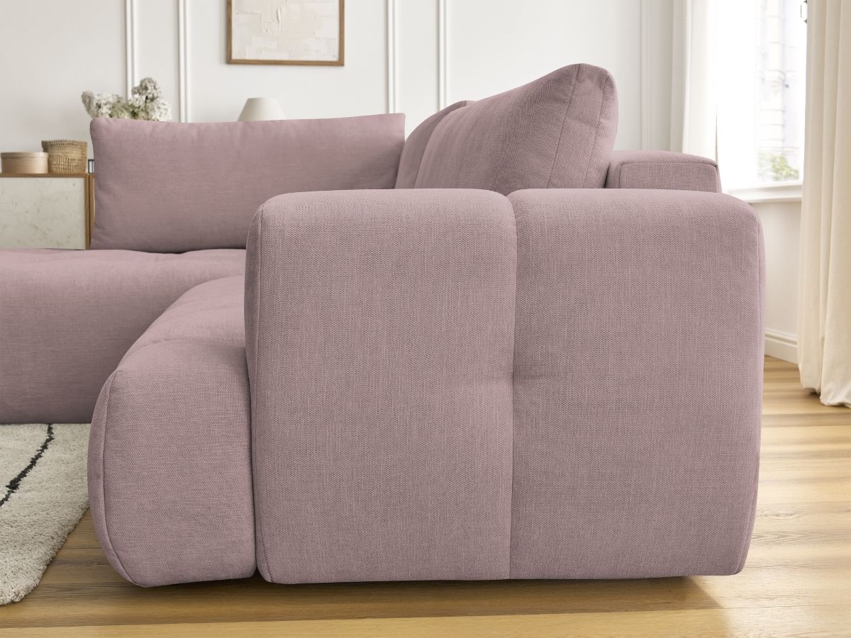 Bobochic Fuji Ecksofa mit Schlaffunktion und Bettkasten 282 × 204 cm Stoff Rosa Ecke links