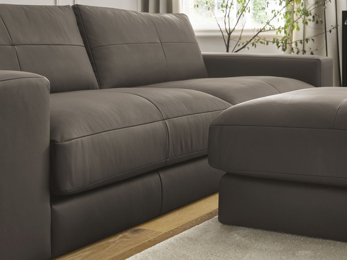 Bobochic Leonard Sofa 4-Sitzer mit Pouf 274 × 109 cm Leder Braun