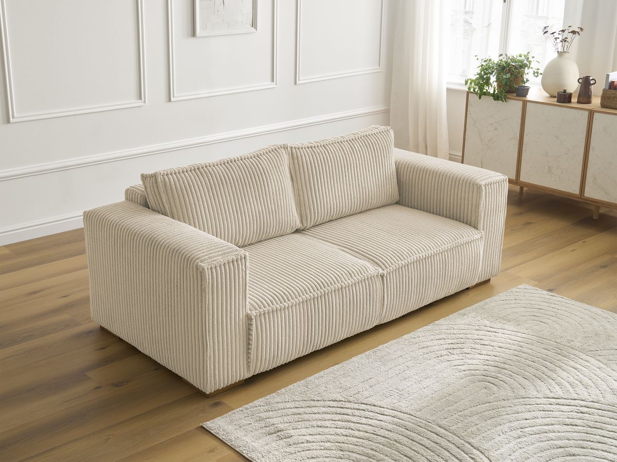 Bobochic Chelsea Sofa 2-Sitzer Breitcord weich Taupe