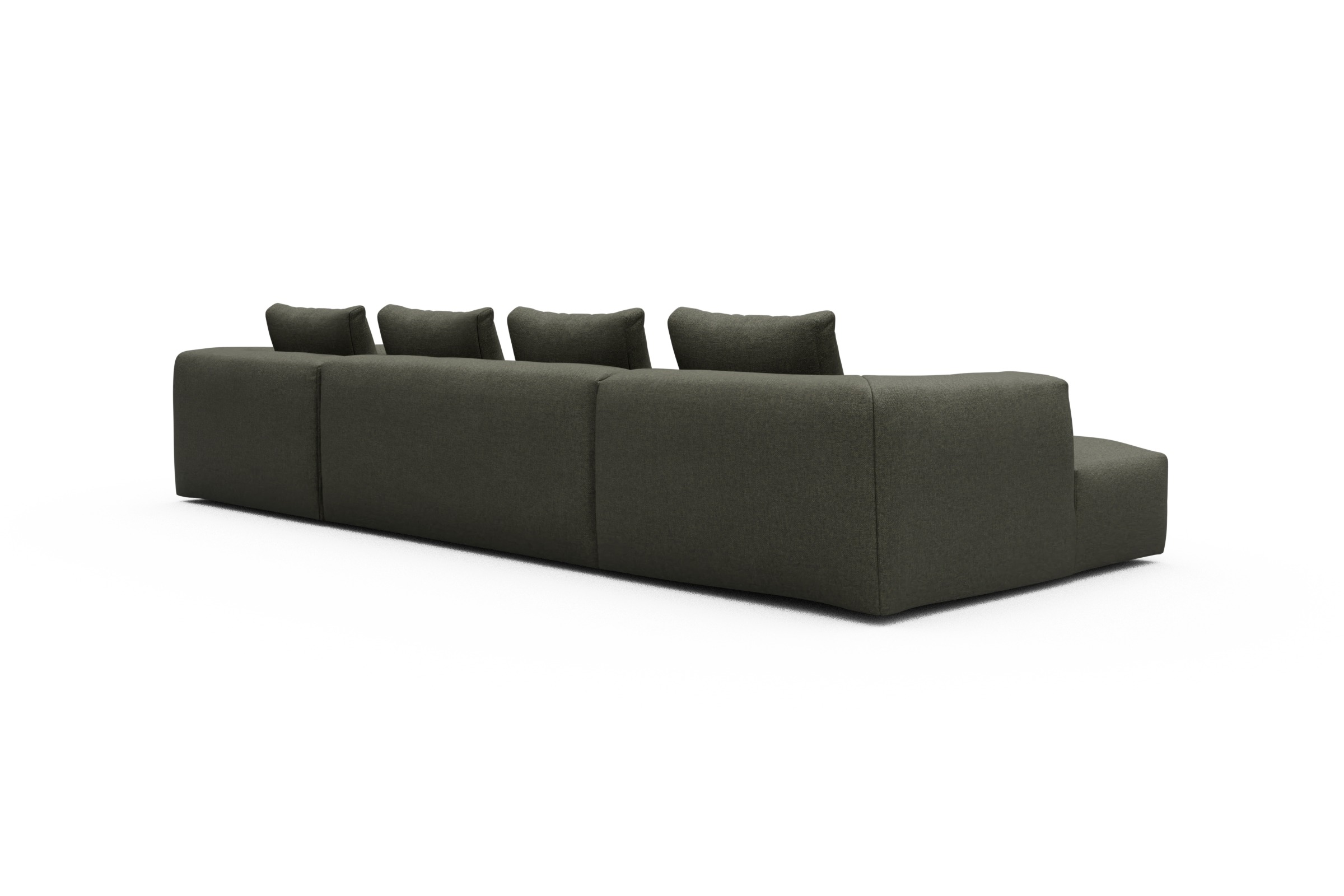 Wohnlandschaft Fred Relax-Ecke rechts mit 2-Sitzer und Chaiselongue links Sama-Winter-Moss