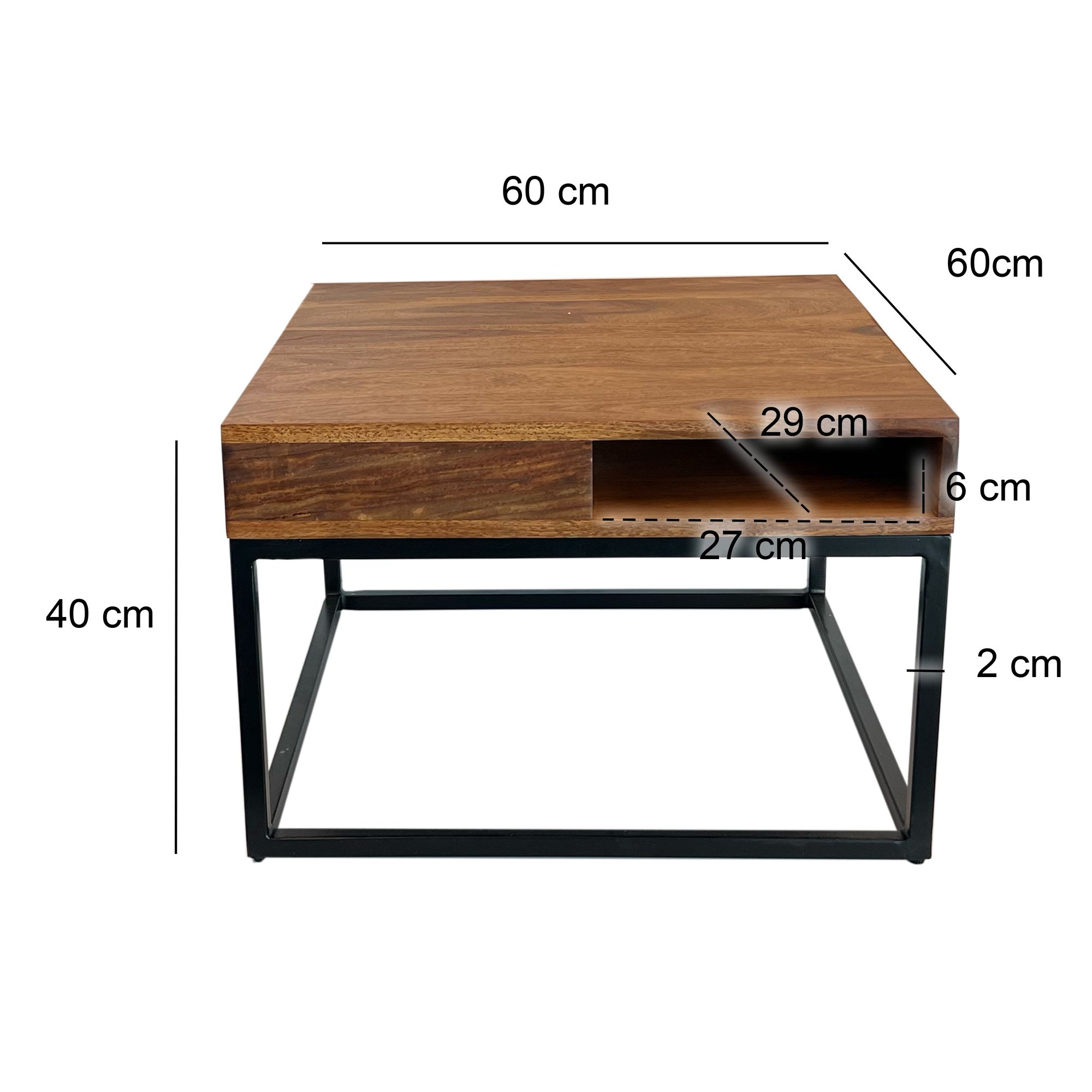 Couchtisch Hjelme Massivholz Braun 60 × 60 × 40 cm