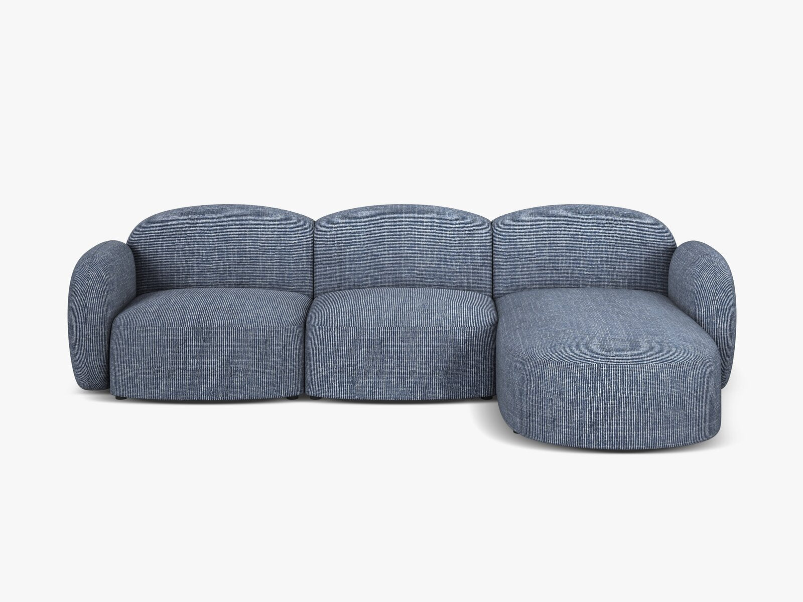 Micadoni Ecksofa Blair 4-Sitzer Rechts Strukturierter Stoff Baltimore Blau Melange