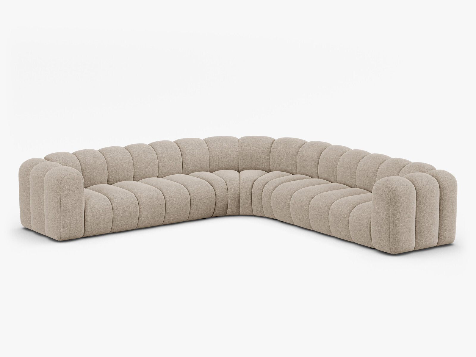 Micadoni symmetrisches Ecksofa Lupine 5-Sitzer  Chenille Eden Dunkelbeige