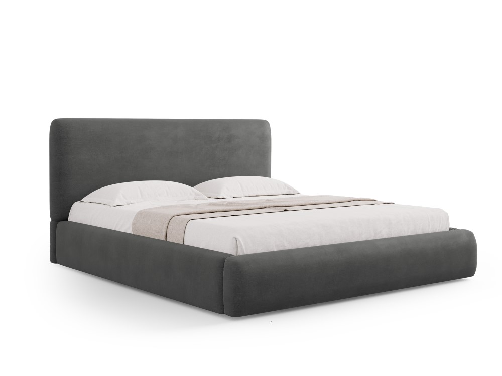 Cosmopolitan Design Stauraumbett mit Kopfteil Colonel 140x200 Chenille Rebel Dunkelgrau