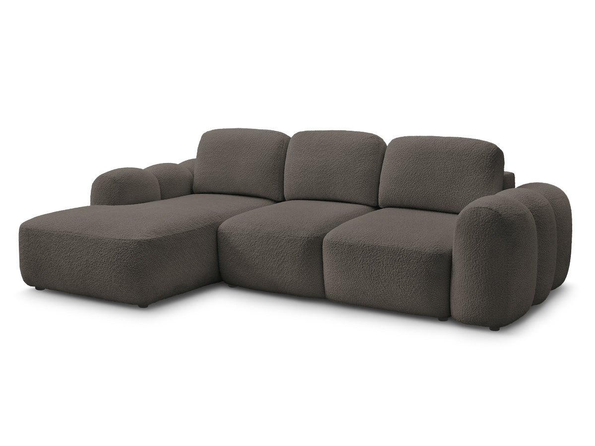 Bobochic Montaigne Ecksofa mit Schlaffunktion und Bettkasten 276 × 164 cm Bouclé-Stoff Braun Ecke links