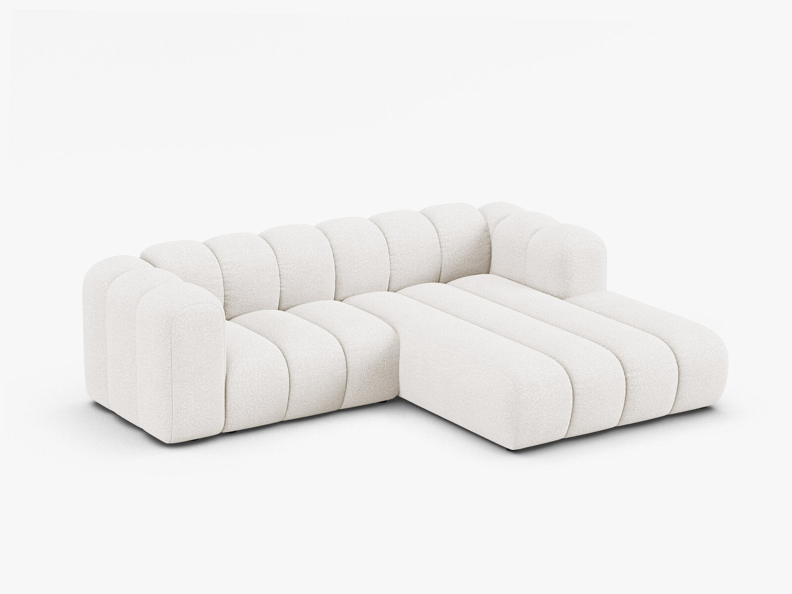 Micadoni Modulares Ecksofa Lupine 3-Sitzer Rechts Boucle Baloo Weiß