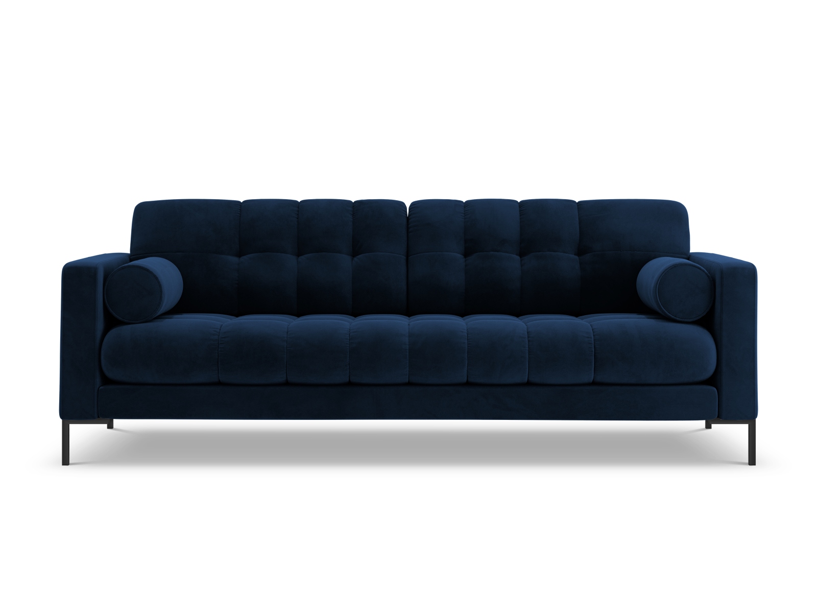 Cosmopolitan Design Sofa Bali 4-Sitzer Samt Bluvel Königsblau Beine Schwarzes Metall