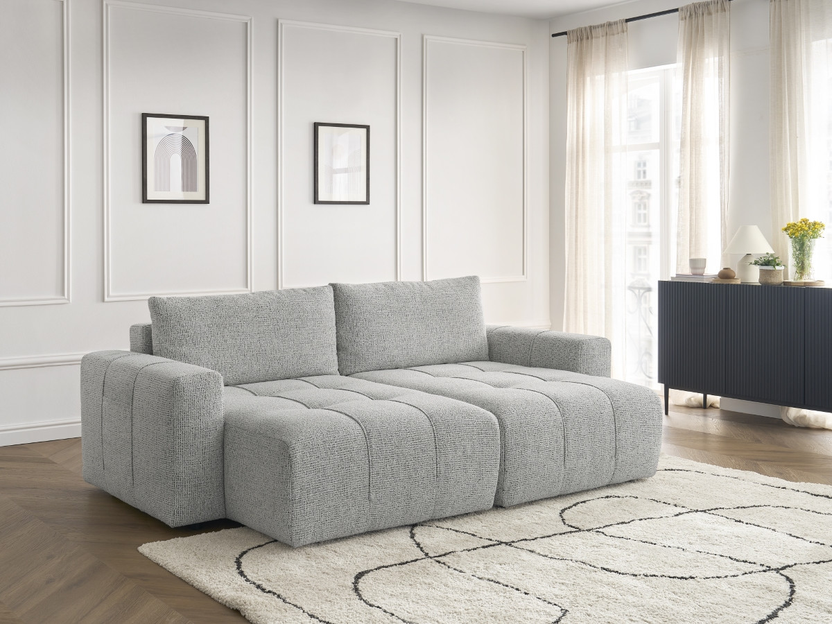 Bobochic Arsene Sofa 4-Sitzer Melange-Stoff Hellgrau